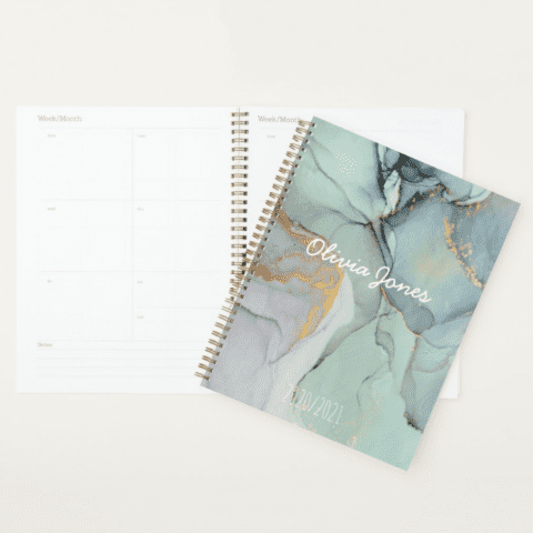 Colorful Marble Personalized Planner by Create&Capture on Zazzle